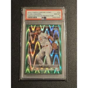 2022 Topps Chrome Sonic #54 Evan Longoria Green RayWave Refractor PSA 8 #/99